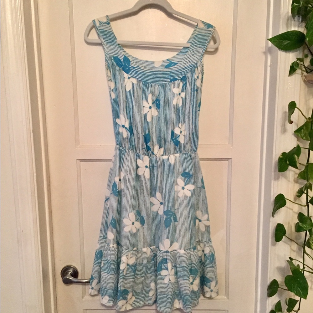Vintage blue and white floral dress
